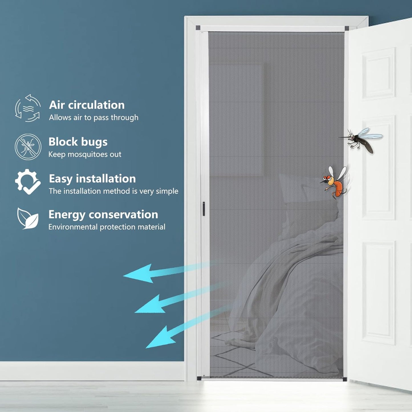 Single Door Retractable Fly Screen